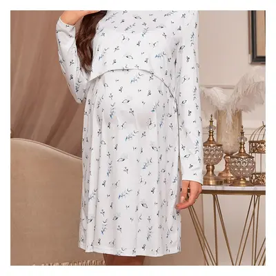 Robe d'allaitement à manches longues pour femme enceinte avec imprimé feuilles et papillons, tis