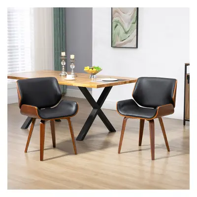 HOMCOM Lot de chaises de salle à manger style vintage assise revêtement synthétique noir et pied