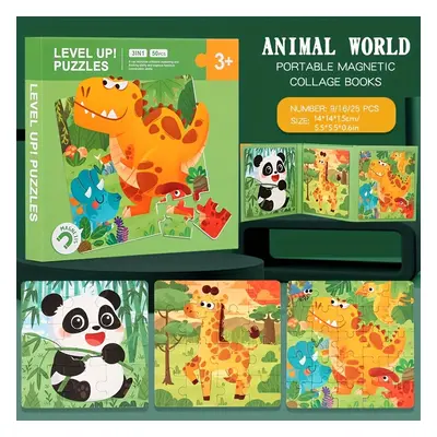 Livre de puzzle magnétique 3-en-1 pour enfants - Jouet éducatif de puzzle progressif avec thèmes