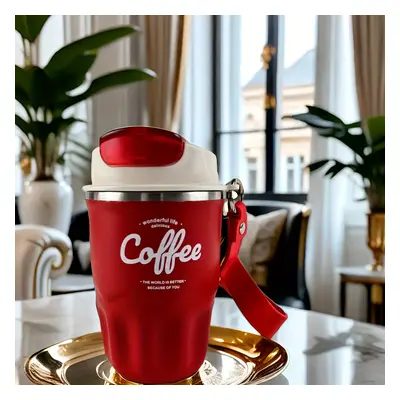 TEMU Tasse à Café Isolée en Acier Inoxydable Élégante avec Sangle de Transport - Portable & pour