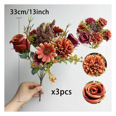 TEMU [ des Clients] Bouquets de Fleurs Artificielles d'Automne Couleurs Roses Bouquets en Soie a