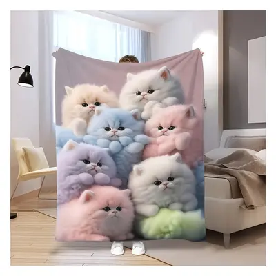 TEMU 1pc Couverture en flanelle pour chaton mignon pour la pause déjeuner, le bureau, le camping