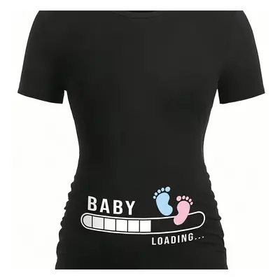 BABY Print T-shirt de maternité pour femme, haut d'été pour femmes enceintes, vêtements conforta