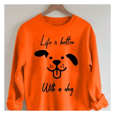 Sweat-shirt décontracté et confortable avec imprimé chien et motif " est meilleure avec un chien