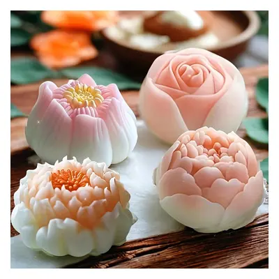 TEMU Ensemble de moules en silicone floral : Rose, Lotus, Hibiscus, Pivoine - Parfait pour les b