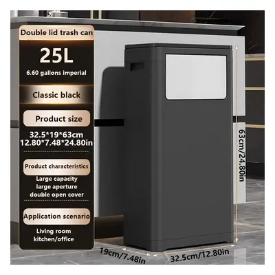 TEMU Poubelle de double 32L/25L, poubelle rectangulaire en plastique couvercle à double par /pou