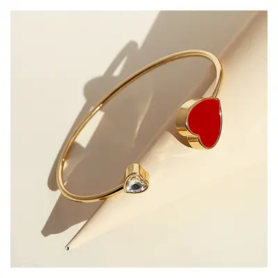 TEMU Bracelet Bangle Cœur Rouge Chic - Style Vintage & , , pour la Saint-Valentin, Anniversaires