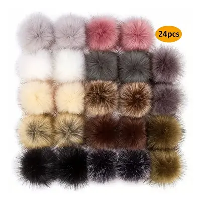 24 Pompons en fourrure de renard artificielle de couleur mélangée pour la de vêtements, chaussur