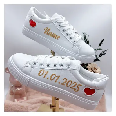 TEMU Chaussures de sport de mariage blanches basses sur mesure pour spéciales - Cadeaux de , d'a