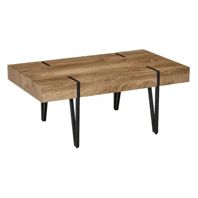 TEMU HOMCOM Table basse rectangulaire de style industriel Base en métal noir en épingle à cheveu