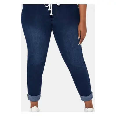 Pantalon skinny taille haute avec cordon de serrage et poches obliques, en denim pour femmes, gr