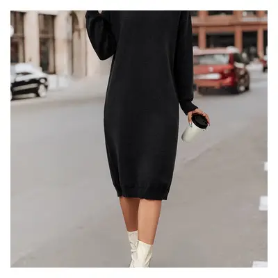 Robe Simple Fendue, Robe Mi-longue Décontractée À Manches Longues, Vêtements Pour Femmes