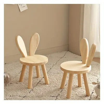 1pc Tabouret en bois en forme d'oreilles de lapin, en bois d'hévéa massif, style contemporain, c