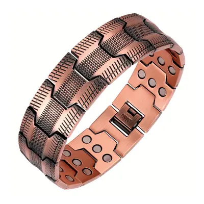 1pc Bracelet en cuivre pur pour hommes, bracelet magnétique, avec rangées d'aimants en , longueu