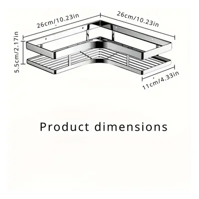 TEMU Étagère d'angle de douche en acier inoxydable - perforation, barre plate épaisse, étagère t