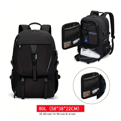 Sac à dos en , sac de et de randonnée élargi 50/80L chargeur USB, compartiment chaussures, convi