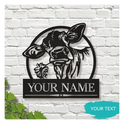 Panneau mural en métal personnalisé pour vache - Plaque décorative personnalisable pour ferme bo