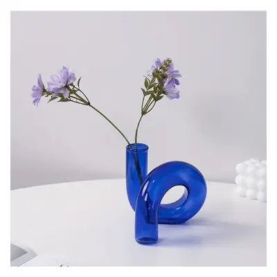 TEMU 1pc Vase en Verre Style Bohémien - Design Courbé Unique, pour Plantes Hydroponiques & Décor