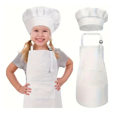 Ensemble tablier et chapeau de chef pour enfants, ans, sangle de cou réglable, poche , bandeau é