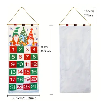 1pc, Calendrier De L'Avent De Noël Compte À Rebours En Tissu Mural Avec Poches Pour Décorations 