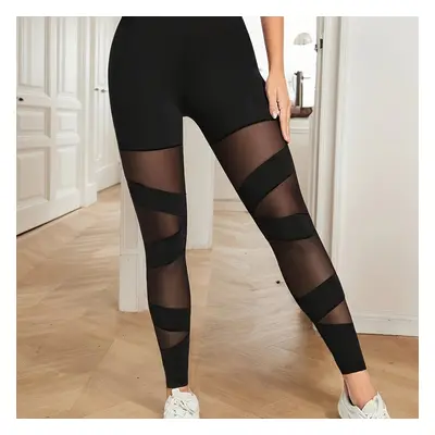 TEMU Leggings de Sport Ajustés En Contrastée, Pantalons de Course Extensibles Pour Le Fitness Et