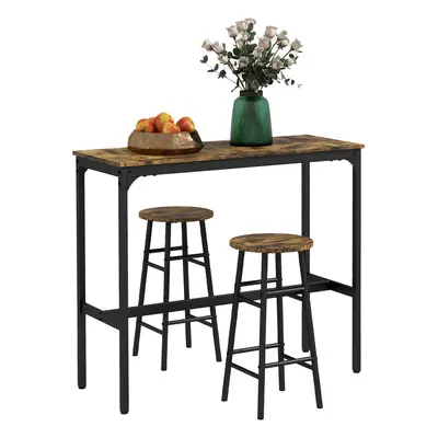 HOMCOM Ensemble table de bar bistrot + tabourets avec repose-pieds table mange-debout structure 