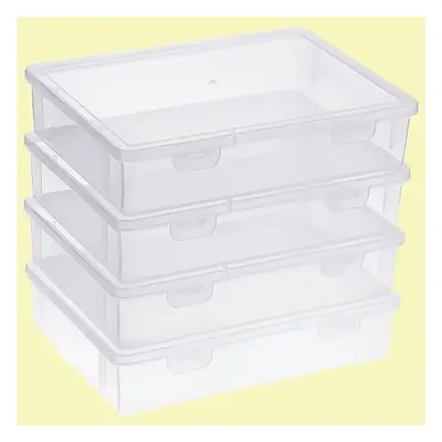 4- Boîtes de Rangement en Plastique Couvercles, Organisateurs -Fonctions, Décoration de Chambre 