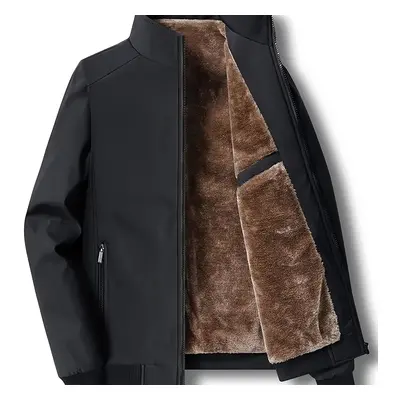 TEMU Veste Coupe-Vent Doublée en pour Homme - Col Décontracté, Veste à Fermeture Éclair pour Aut