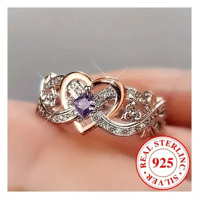 TEMU 1pc Élégant Argent Sterling Bague Infinity Heart avec Zirconia Synthétique , Bague de Maria