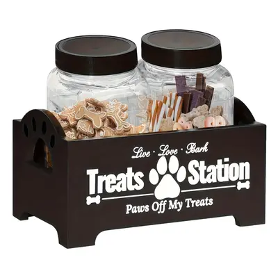 1pc Station de friandises en bois pour animaux de compagnie, organisateur de stockage de nourrit