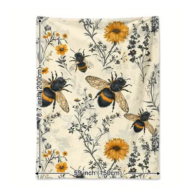 TEMU Couverture en flanelle sur le thème des et des fleurs - Couverture matelassée tricotée % po