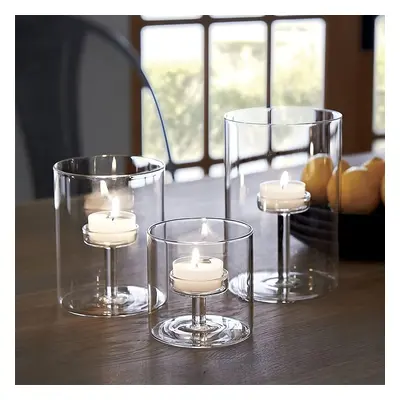 TEMU 3pcs Cylindre Verre Décoratif Bougeoir Ouragan, Photophores Transparentes Bougeoirs Centres