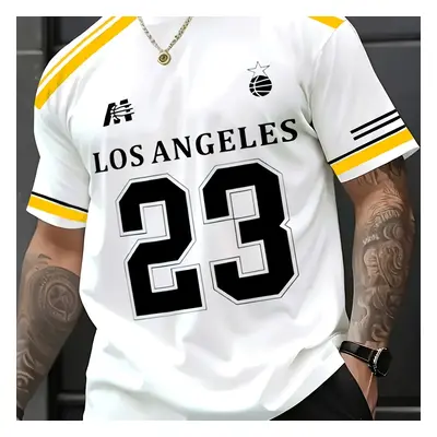 TEMU Tee-shirt Los Angeles #23 pour Hommes - Décontracté & Sportif, Polyester Extensible, Manche