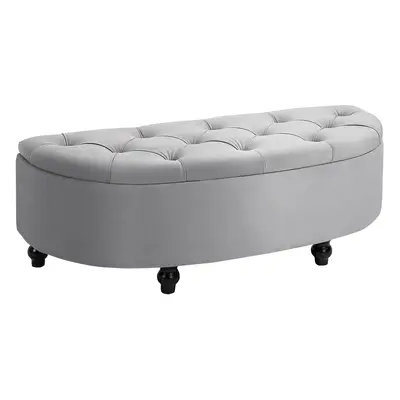 HOMCOM Pouf de Rangement Coffre en - Pouf Design Classique Chic capitonné Demi-Cercle - Pieds Bo