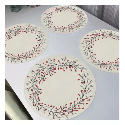 Set de dessous-de-plat ronds en de couronne de Noël - sets de table en tissu tricoté polyester 1