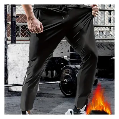 Pantalon de jogging court en molleton uni pour homme avec poches zippées, cordon de serrage déco