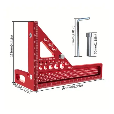 TEMU Équerre de en d'aluminium, règle de mesure multi- 3D avec trous en T et goupille de , outil