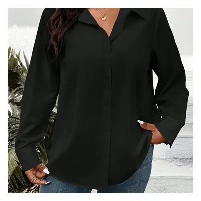 Blouse ample à manches longues pour femme, en tissu polyester et élasthanne, lavable en machine,