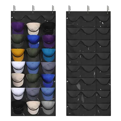 TEMU 1pc Rangement de casquettes à poches à suspendre avec crochets, grandes poches transparente