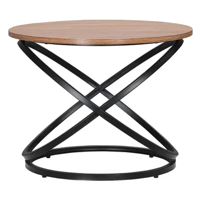 TEMU HOMCOM Table Basse Ronde table d'appoint Style Industriel en métal Noir et Plateau en Bois 