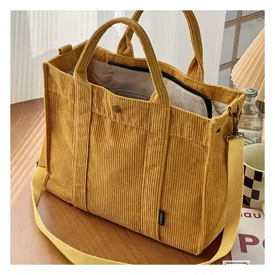 TEMU Sac à main en corduroy pour femme avec motif rayé, sac à main commuter casual avec poignée,