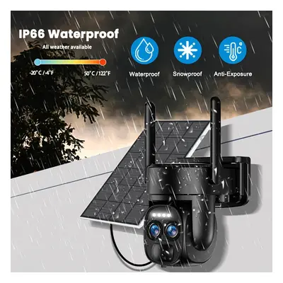 Caméra de sécurité étanche IP66 2K avec panneau solaire 3MP PTZ système de surveillance double o