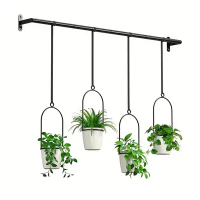 TEMU 1set Jardinières Suspendues Réglables en Métal avec 4pcs Pots en Plastique, Rail pour Fenêt