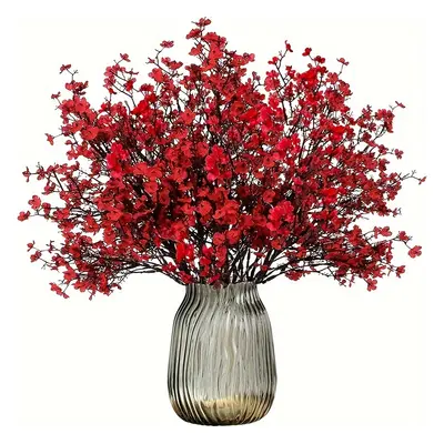 TEMU Lot de pièces de Fleurs Artificielles Gypsophile, Bouquet Gypsophile au Rouge, Décor de Pla