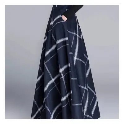 Jupe à taille haute à motif écossais, jupe longue élégante avec poche pour le printemps, vêtemen