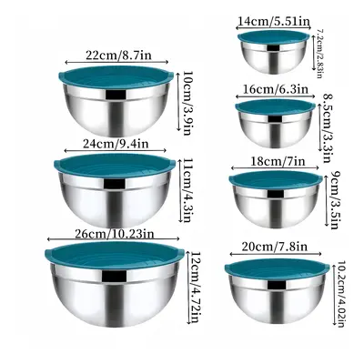 TEMU Ensemble de bols en acier inoxydable avec couvercles - Parfait pour , et la préparation des