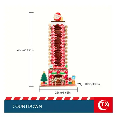 Calendrier de l'Avent en Bois à Soi- - Compte à Rebours de la Cheminée du Père Noël, Décoration 