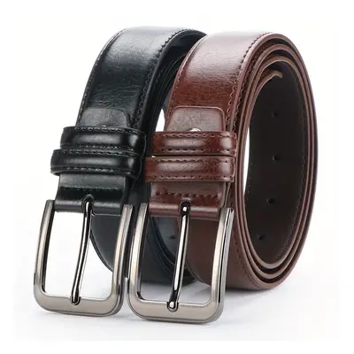 TEMU 2pcs Ceinture en cuir pour hommes avec boucle , ceinture décontractée rétro pour jeans de j