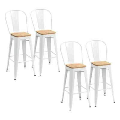 TEMU HOMCOM Lot de tabourets de bar chaise industriel avec -pied hauteur assise cm métal blanc