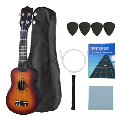 TEMU Ukulélé soprano de pouces Sunburst Hawaii guitare cordes instrument pour débutant